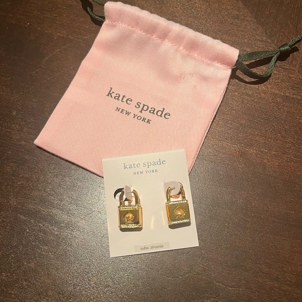 Lock And Spade Pavé Huggie Earrings